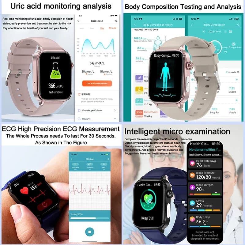 2025 New ECG+PPG Monitoring Smart Watch Women Blood pressure Blood Lipid Uric Acid Women Menstrual Health Tracker Smartwatches - 2