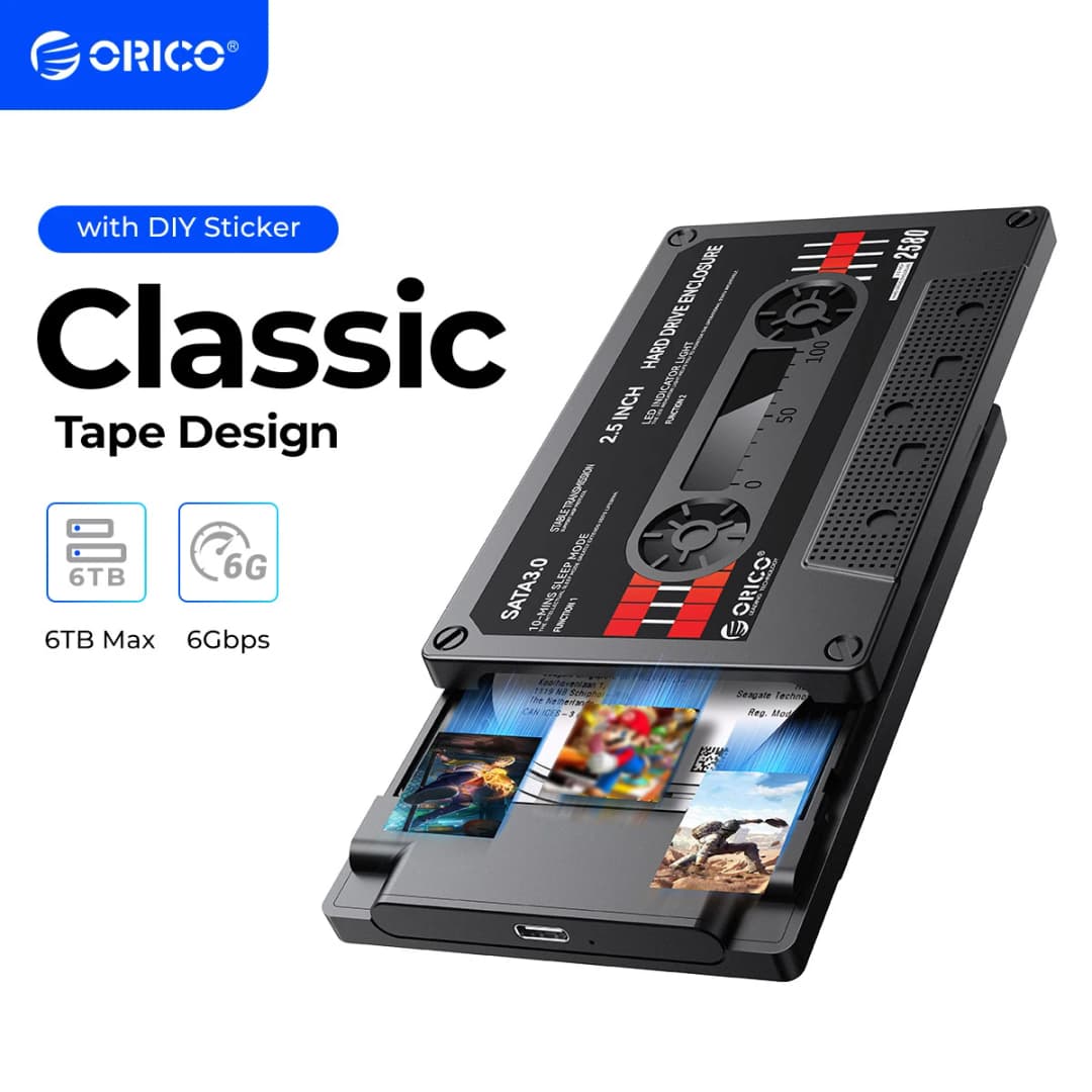 حافظة أقراص صلبة خارجية ORICO 2.5 بوصة من SATA إلى USB3.0 بسرعة 5Gbps / 6Gbps مع ملصق DIY