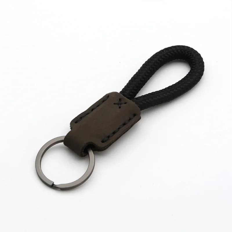 New Classic Vintage Cow Leather Keychain Men Personality Fashion Leather Car Key Ring - 5