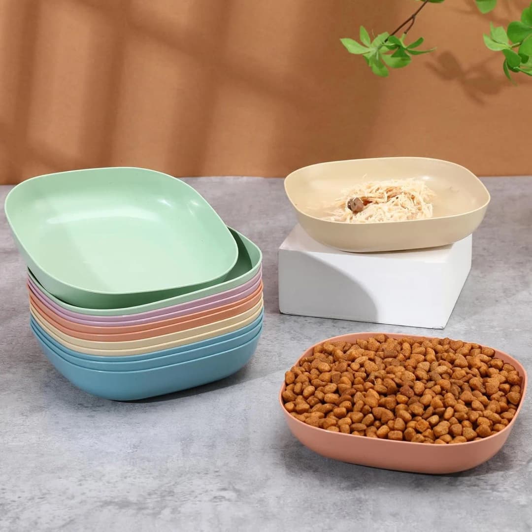3/10/20pcs Non-Slip Plastic Cat Bowls Set Shallow Pet Food & Water Dishes Suitable for Kittens Short Leg Cat Ferrets Stray Cats - 5