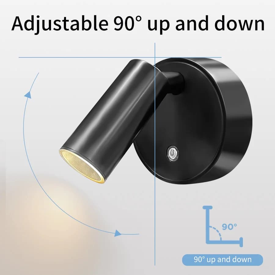 مصباح جداري LED مغناطيسي قابل لإعادة الشحن عبر USB، إضاءة جدارية بلمسة زر، إضاءة قابلة للتعتيم لغرفة النوم والقراءة - 3