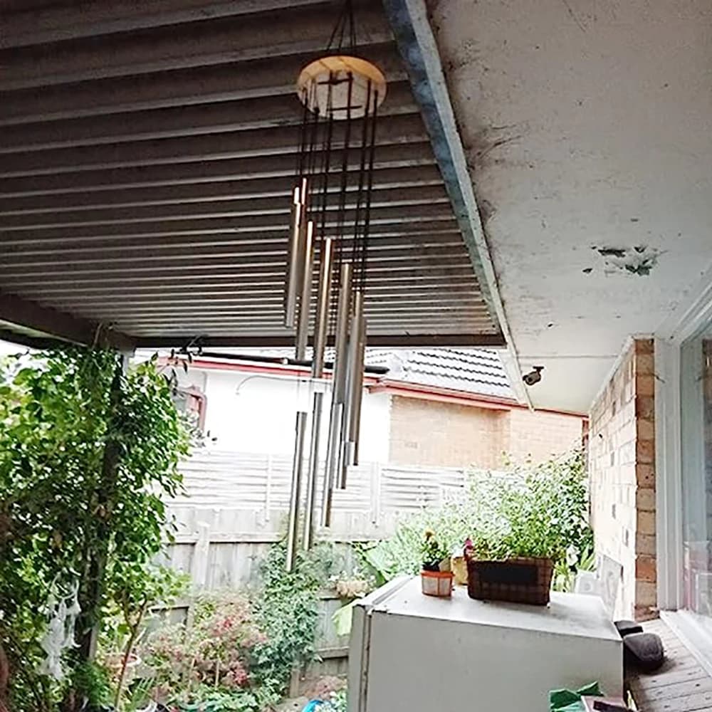1piece 12 Tubes Aluminum Alloy Wind Chimes with Hook Gold/silver Bells for Outside Home Wedding Party Memorial Decoration Gifts - 5