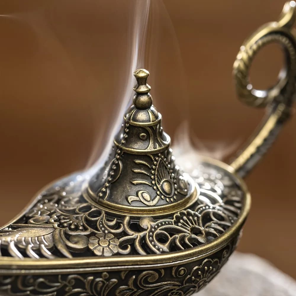 Durable Antique Style Incense Burner Air Purification Metal Aroma Furnace Gifts Wishing Aladdin Lamp Home Decor - 4