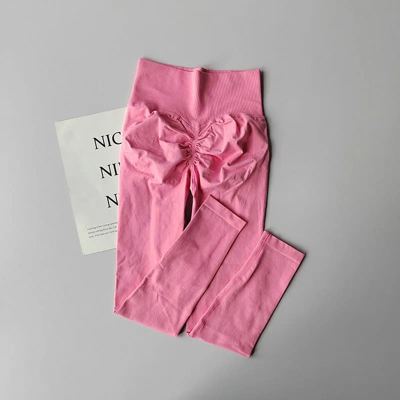 طماق يوجا عالية الخصر بتصميم الخوخ، تجفيف سريع وتنفس، مع رفع للأرداف، مثالية للتدريب والرياضة - 5