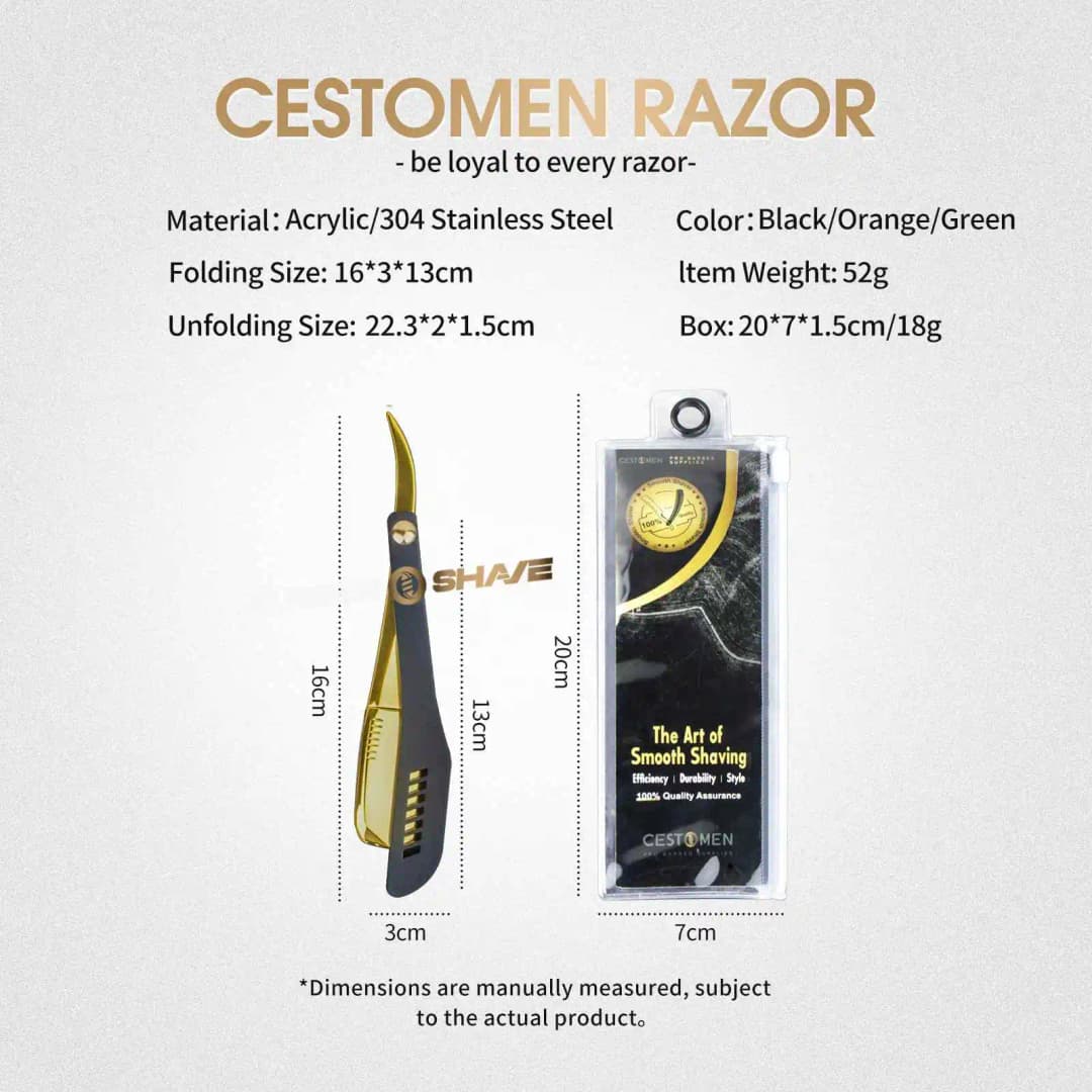 أحدث ماكينة تشذيب يدوية ماكينة حلاقة احترافية ذات حافة مستقيمة من الفولاذ المقاوم للصدأ سكين حلاقة قابل للطي لقص اللحية - 6