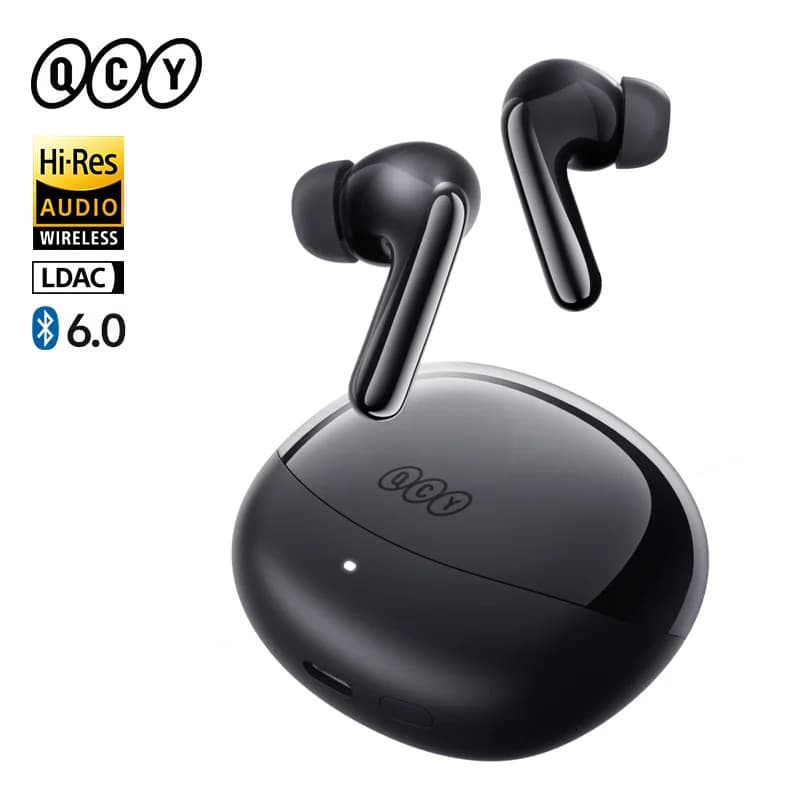 QCY BH25HT19A MeloBuds N60 Hybrid ANC Wireless Bluetooth 6.0 Earbuds LDAC Hi-Res Audio Dual Driver Headphone Bass Boost Earphone