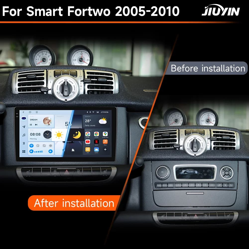 راديو JIUYIN Android Auto لسيارة Smart Fortwo 451 2005 - 2015 Carplay لاسلكي 4G نظام وسائط متعددة GPS 2din autoradio - 4