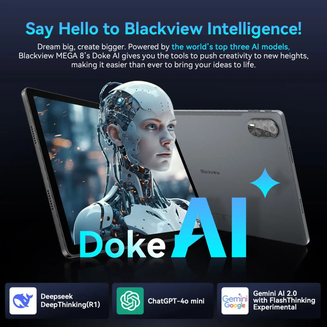 جهاز بلاك فيو ميجا 8 اللوحي بشاشة 13 بوصة FHD+ مع معالج يونيسوك T620، ذاكرة وصول عشوائي 12 جيجابايت + 24 جيجابايت، ذاكرة قراءة 512 جيجابايت، بطارية 11000 مللي أمبير، كاميرا 50 ميجابكسل، أندرويد 15، جهاز لوحي 4G - 2