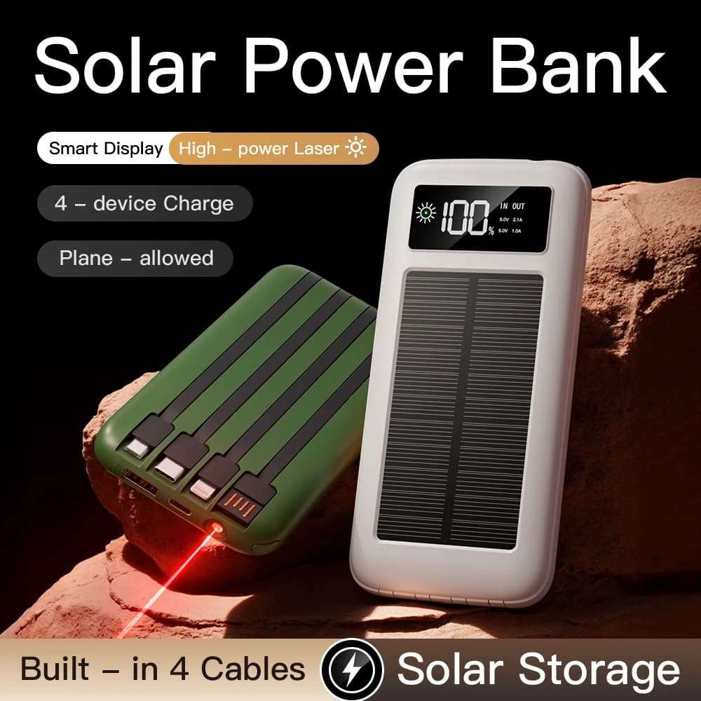 Lenovo 500000mAh Power Bank Solar Charge Portable Large Capacity Digital Display Mobile Powerbank for iPhone Huawei Samsung 2026 - 2