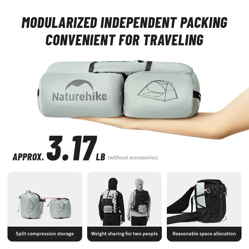 Naturehike 2025 New Camping Tent Ultralight Two Person Waterproof Large Canopy Tents Outdoor 4 Season 1 Person Travel Beach Tent - 3
