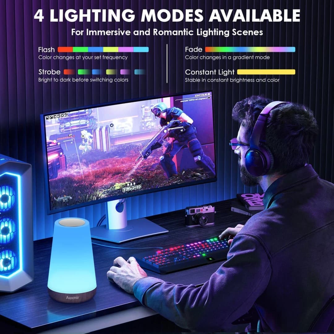 Night Light Bedroom Dimmable Touch Lamp 13 Colors and 5 Brightness Baby Table Lamp Portable Rechargeable Bedside Table Lamp - 3