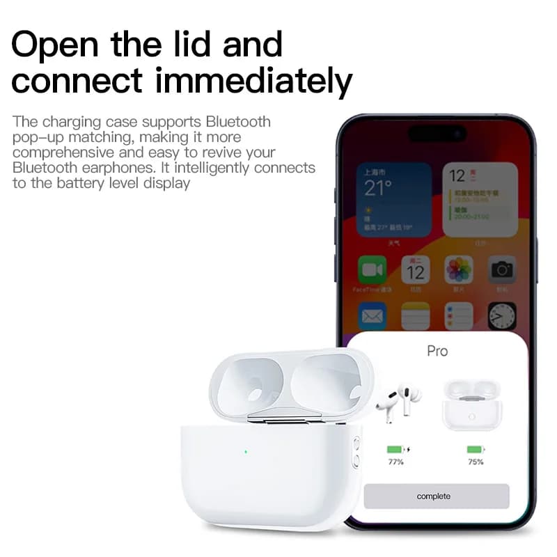 علبة شحن أصلية بديلة لسماعات Airpods Pro 1 2 3، علبة شاحن بطارية لسماعات البلوتوث مع ضوء مؤشر LED - 4