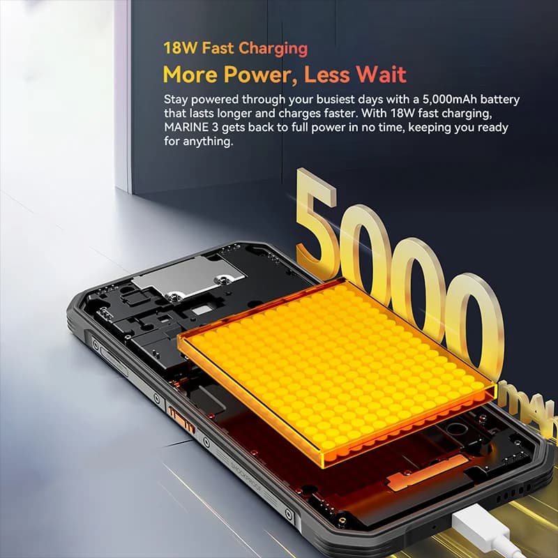 Blackview MARINE 2 Rugged Smartphone 6.56-inch HD+ IPS 90Hz Display 11000mAh  Android 15 16MP Camera NFC 8GB 128GB Cellphone - 4