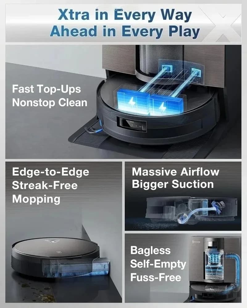 Ecovacs X11 OMNICYCLONE Chinese Version Vacuum Cleaner PowerBoost Load 19500Pa Suction Without Bag Station - 2