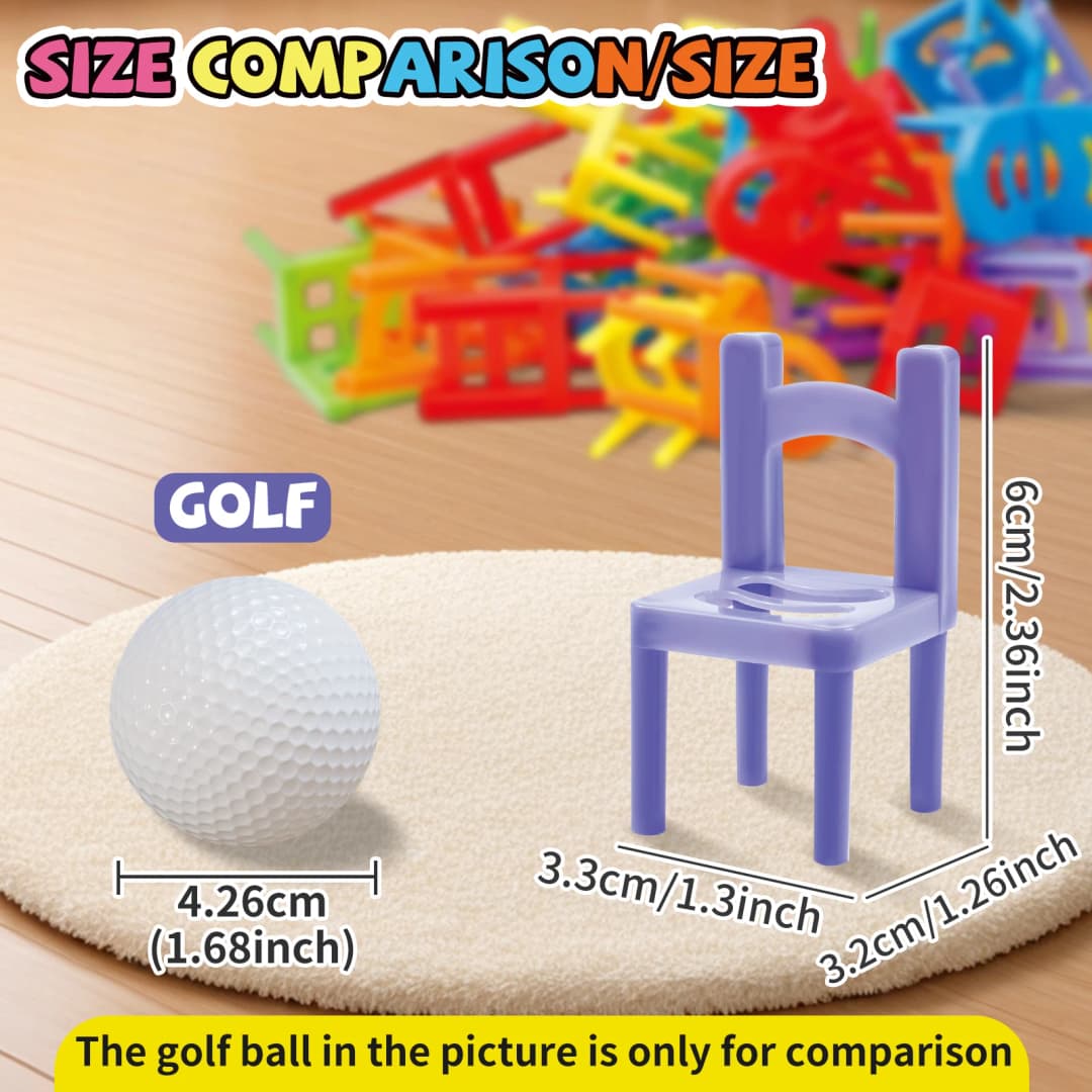 ألعاب تعليمية، مجموعة ألعاب تكديس الكراسي، كراسي التراص لبنات البناء، ألوان/أنماط عشوائية، تجمع بين الوالدين والطفل - 2