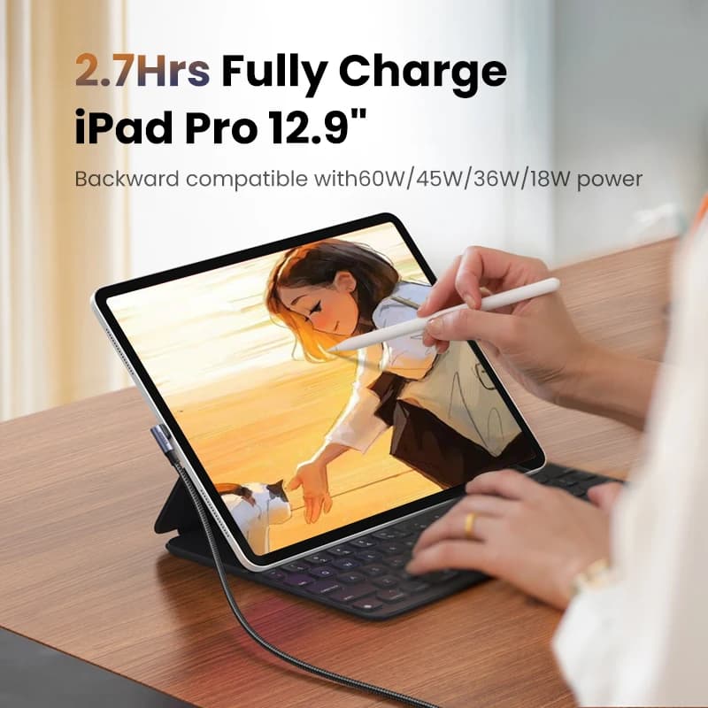 كابل USB Type-C إلى USB-C من UGREEN بقوة 100 واط للشحن السريع لهواتف آيفون 17 و16 وماك بوك وسامسونج S25 وS24 يدعم QC 4.0 - 4