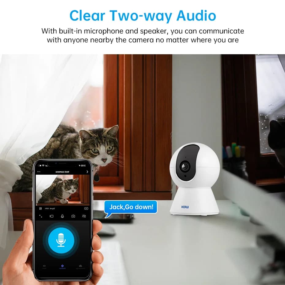 KERUI WiFi IP Pets Camera Home Security Dog Cats Camera Tuya Smart 4K 8MP HD Video Night Vision Surveillance AI Alerts Mini Cam - 4