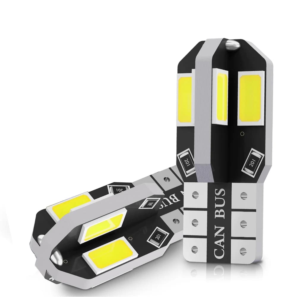 2 قطعة، أحدث T10 LED Canbus، W5W، 8 SMD 5730، إضاءة لوحة ترخيص سيارة، مصابيح قراءة، قبة، بدون أخطاء، 12 فولت، أبيض، أحمر، أصفر