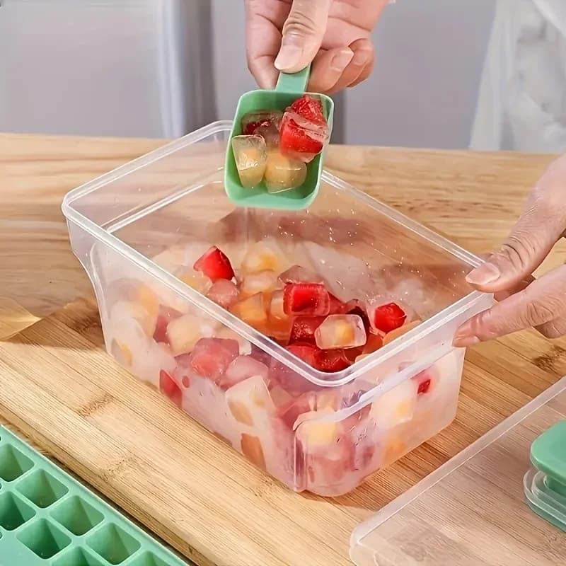 Ice Trays for Freezer with Lid & Bin, Ice Cube Tray Making 68 pcs Ice Cubes, Easy Press to Release Ice - 4