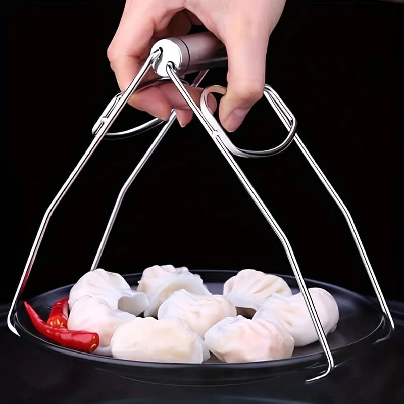 قطعة واحدة ملقط صينية تقديم من الفولاذ المقاوم للصدأ حامل أطباق حامل قدر حساء أداة مطبخ للطعام المطهو على البخار آمنة ومقاومة للحرارة