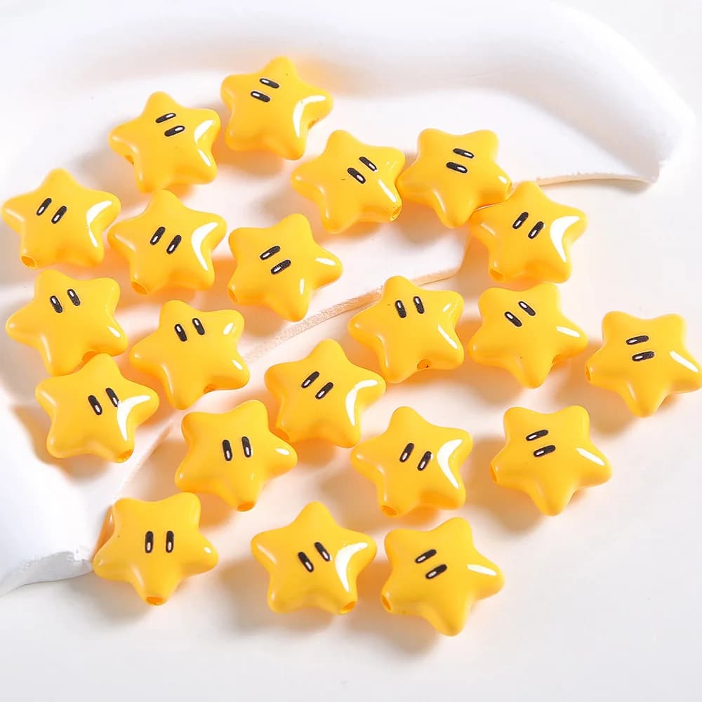 10Pcs 21MM Cute Cartoon Animal Star Acrylic Beads For Jewelry Making DIY Earrrings Bracelet Necklace Phone Chain Accessories - 6