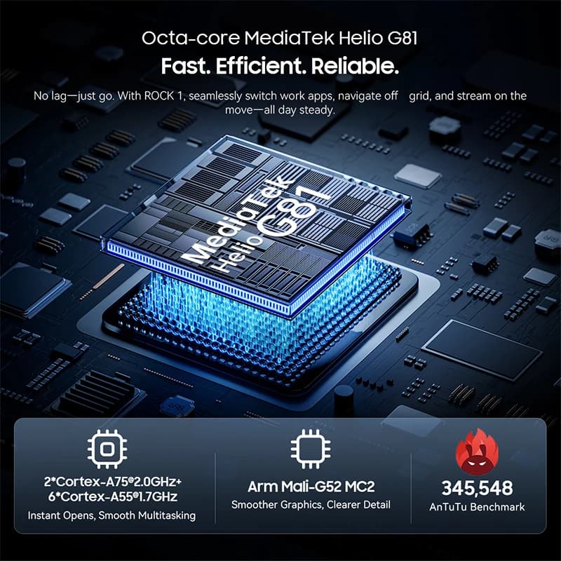 Blackview ROCK 1 AI Rugged Smartphone 6.56-inch 90Hz Display 256GB MediaTek Helio G81 Android 16 NFC Torch 15000mAh Cellphone - 3
