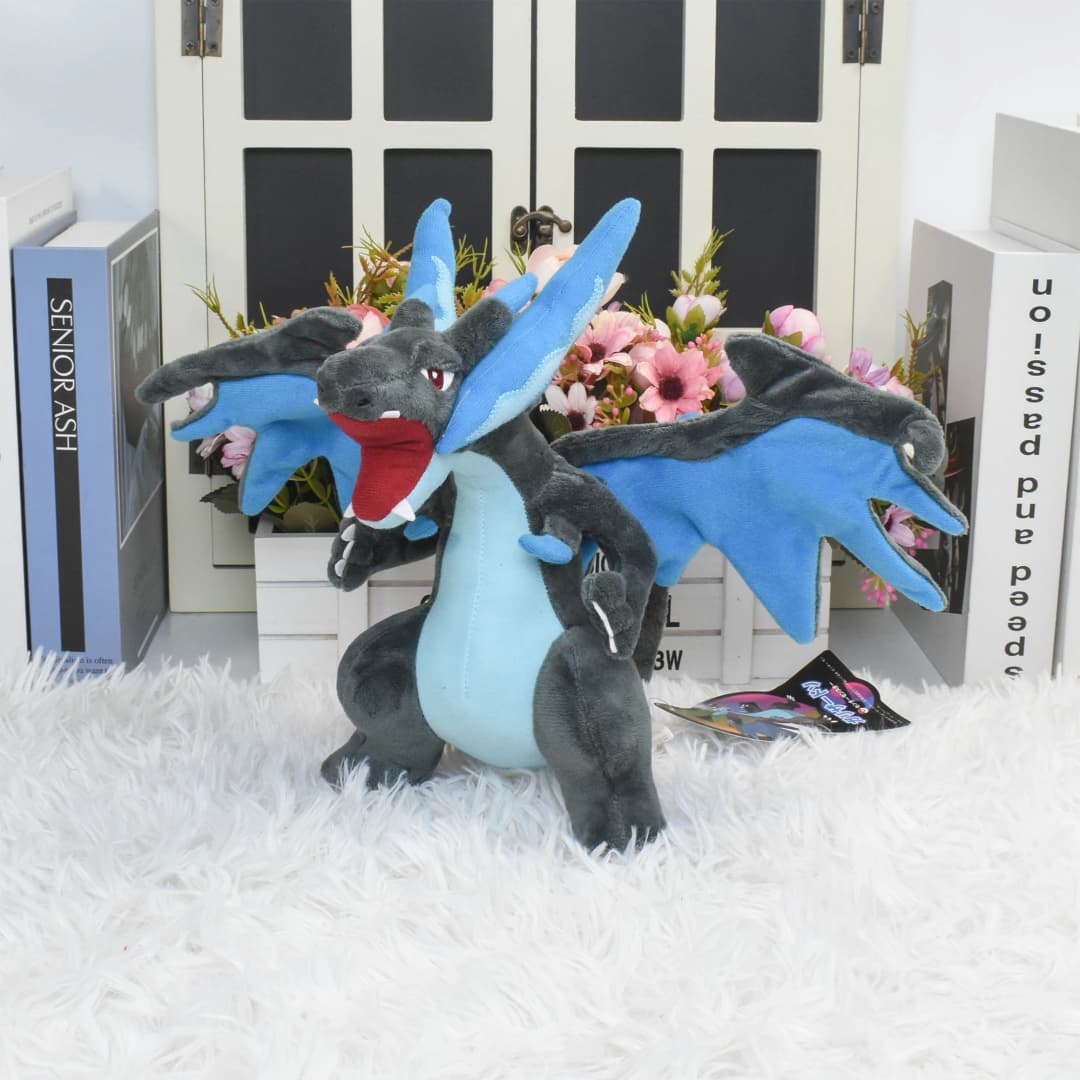 Mega Charizard X Plush Toys Mega Charizard Plushies Evolution Dolls Soft Charizard  Stuffed Animals Toys Gifts for Children 22CM - 5