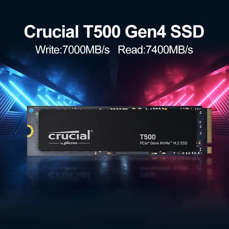 قرص صلب داخلي Crucial T500 1TB، Gen4 NVMe M.2 SSD، سرعة 7300MB/s، لأجهزة PS5 والكمبيوتر المحمول، CT1000T500SSD8، OEM - 2