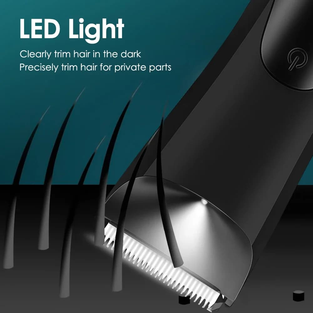 Electric Groin Body Hair Trimmer for Men Ceramic Blade Head Pubic Hair Ball Shaver Travel LED Display Body Chest Hair Razor - 2