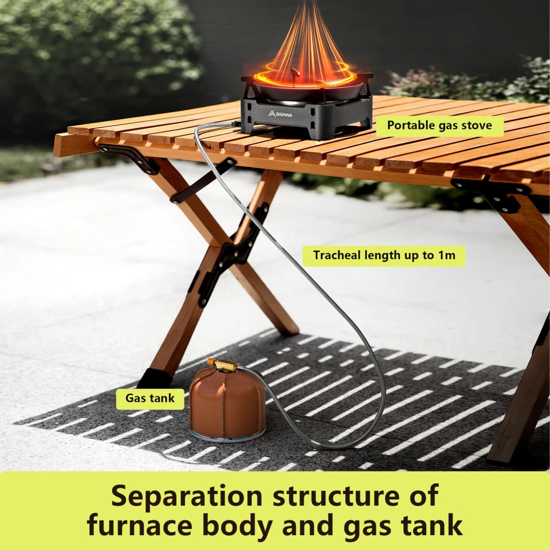 BISINNA موقد غاز تخييم محمول 3600 واط عالي الطاقة - مثالي للنزهات والتنزه في الهواء الطلق - 3