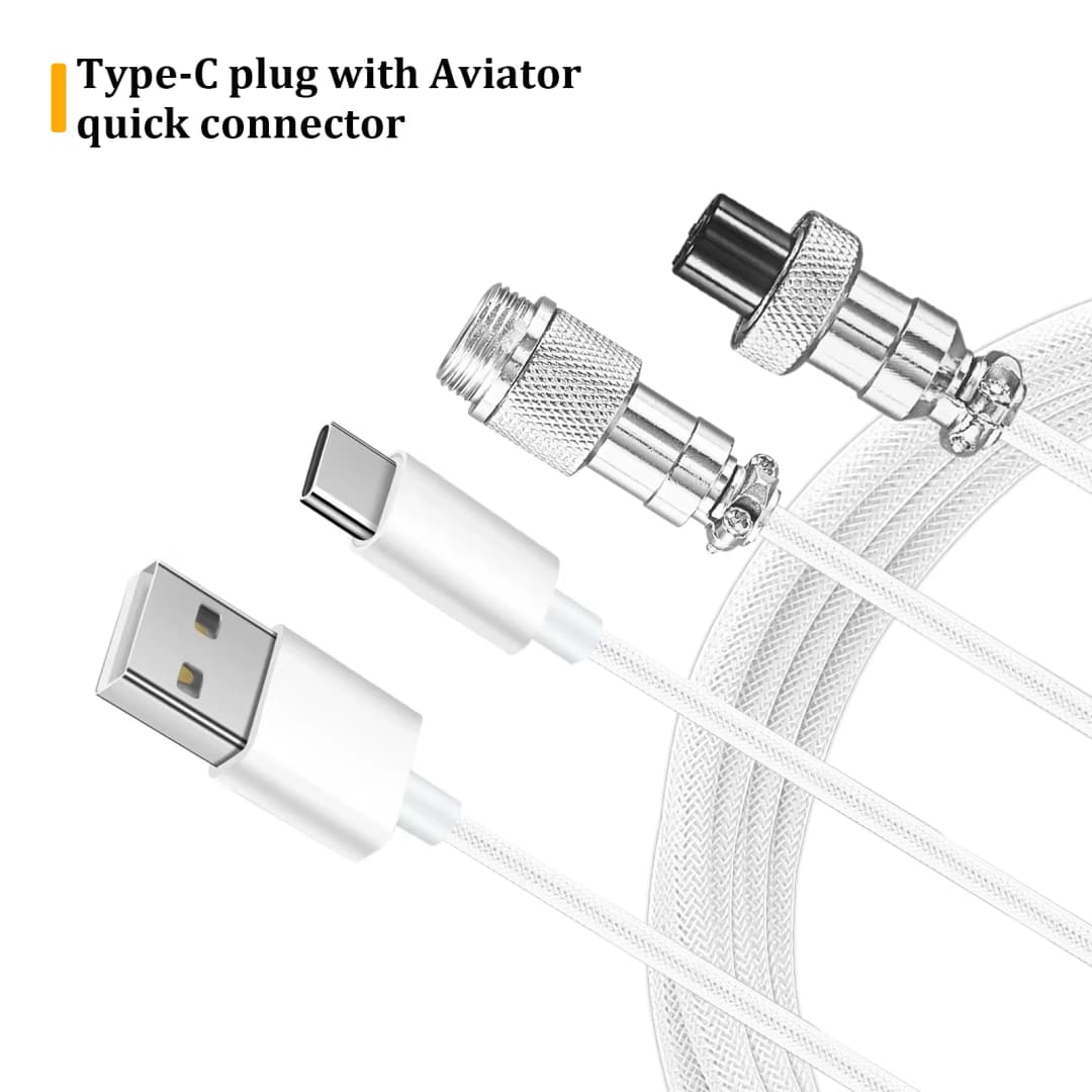 USB Type C Mechanical Keyboard Coiled Cable Hardware Linker Usb GX16 Aviation Mechanical Cable Spiral Gaming Usb Keyboard Cable - 6