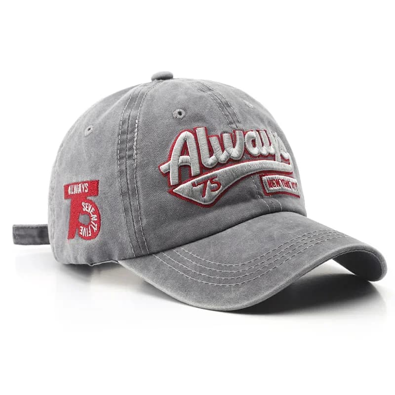 2025 Spring/Summer Unisex Cotton Baseball Cap Vintage Washed with Alphabet  ALWAYS Embroidery - Hip-Hop Inspired Snapback Design - 4