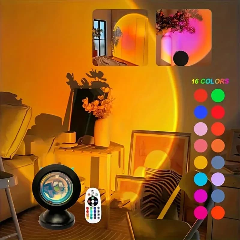 USB LED projector night light RGB sunset atmosphere night light, with remote control, used for room decoration photography - 2