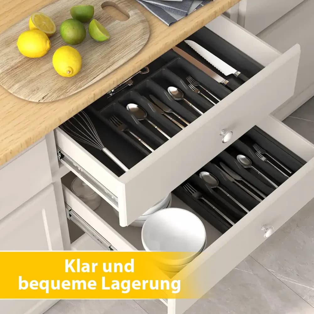 1Pc Expandable Kitchen Drawer Organizer, Adjustable Retractable Cutlery Storage Box for Spoons Forks Knives Flatware and Cutlery - 5