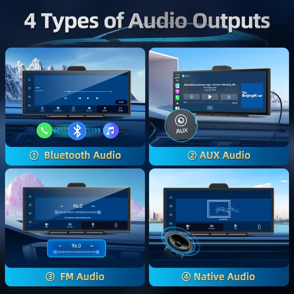 Imagebon H70K شاشة 11.4 بوصة، كاميرا سيارة 4K بدعم كاربلاي اللاسلكي وأندرويد أوتو، تسجيل مزدوج، واي فاي، ملاحة GPS، تحكم صوتي ذكي، رؤية ليلية - 5