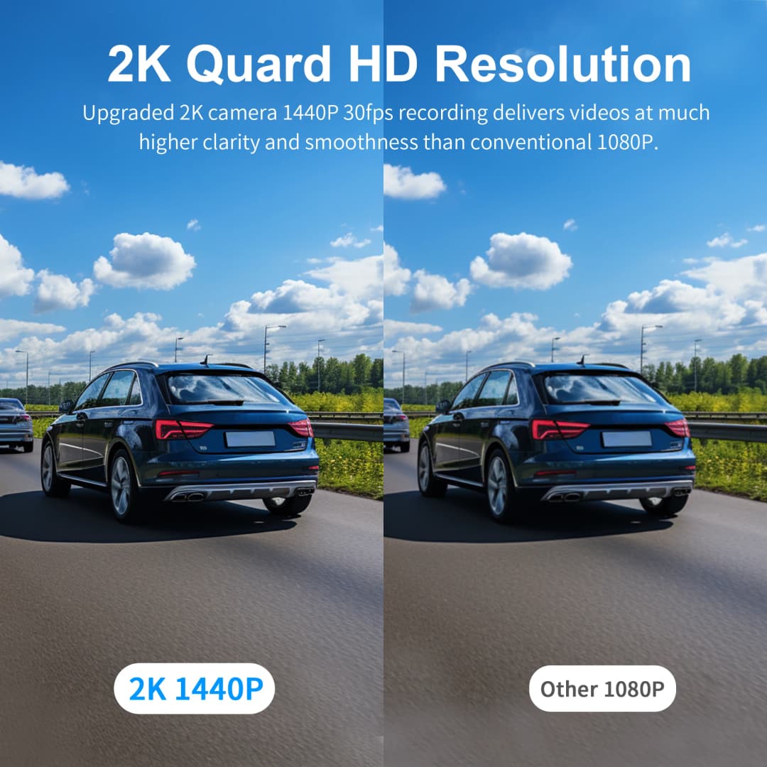 كاميرا لوحة قيادة KAWA D6 بدقة 1440P، مسجل فيديو 2K، تحكم عبر WiFi/التطبيق/الصوت، كاميرا WDR مع مستشعر G، رؤية ليلية، كاميرا مخفية - 2