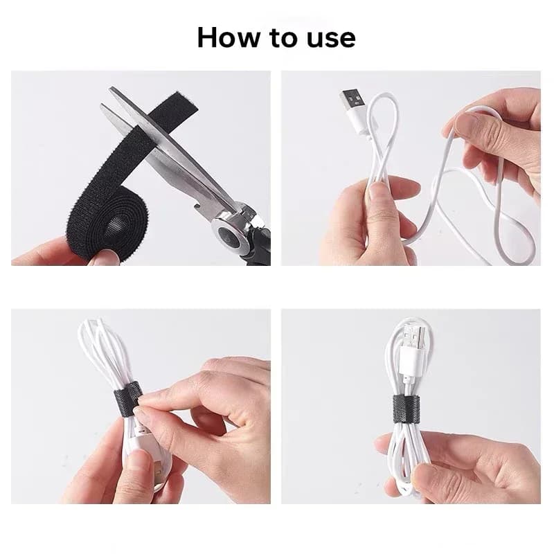 2/5 متر/لفة 12 مللي متر عرض منظم الكابلات كابل يو اس بي اللفاف إدارة النايلون الحرة قطع العلاقات ماوس سماعة الحبل ربطات كابل - 5