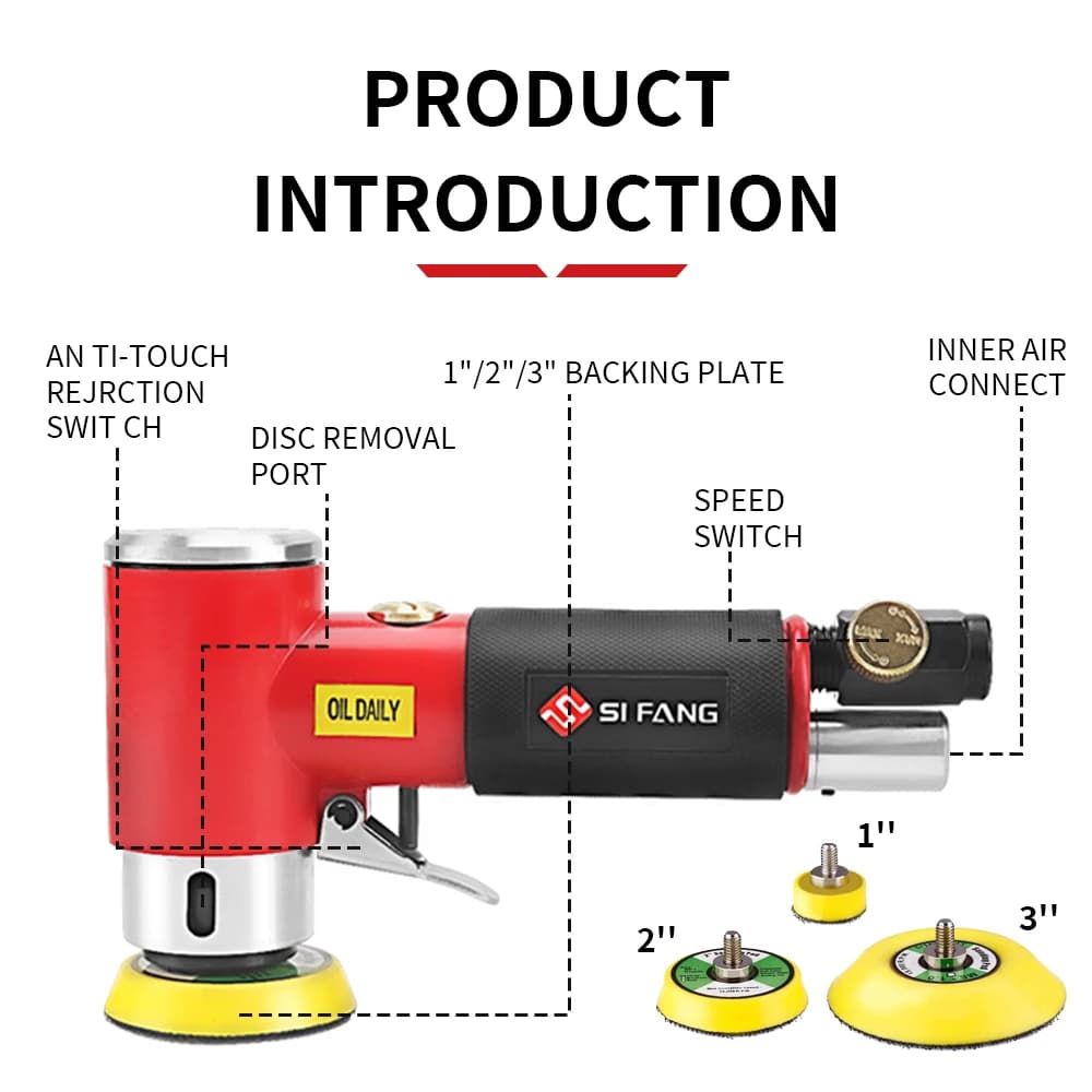 SIFANG Random Orbit Air Sander Mini Pneumatic Grinding Machine for Car Polishing High Speed Air Powered Sanding Polisher - 2