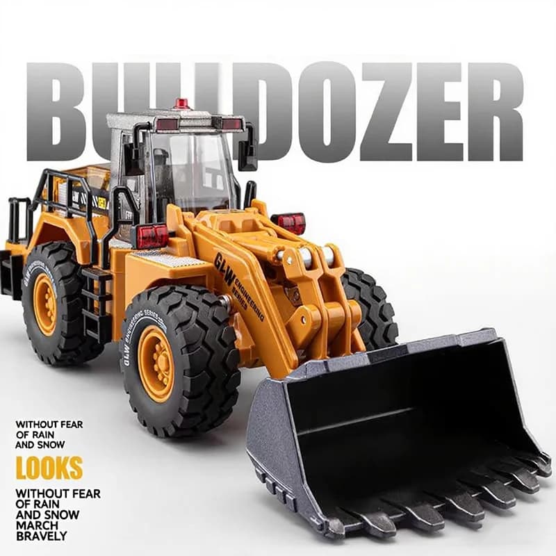Bulldozer Alloy+Plastic Diecast Model Engineering Play Vehicles Pull Back Driving Loader Car Toys Collection Gifts For Children - 3