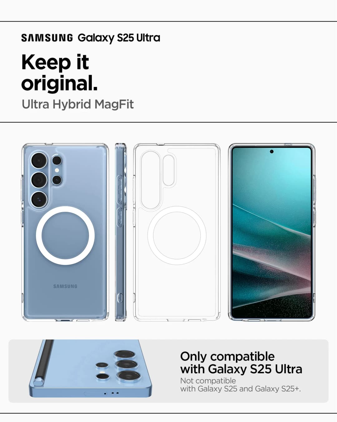 Spigen Ultra Hybrid Magfit Magnetic Crystal Clear Case For Samsung Galaxy S25 S24 Ultra Plus Thin Protective For Magsafe Cover - 2