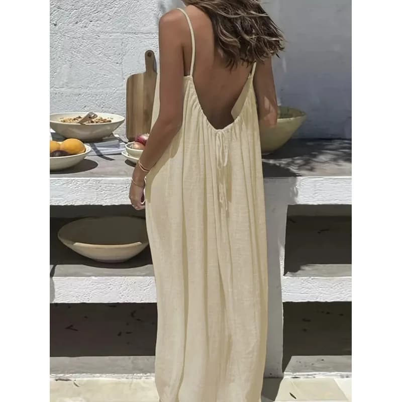 New Arrival Women's Strapless Backless Long Loose Home Dress Comfortable Sleepwear Casual Maxi Dress - 6