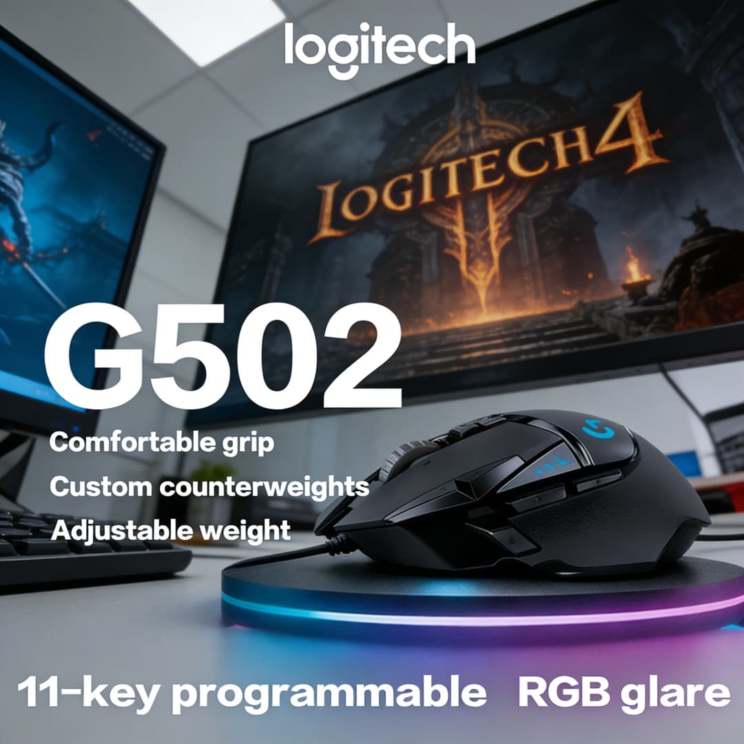 Logitech G502 HERO Wireless Gaming Mouse - LIGHTSPEED Low Latency 25600 DPI - Customizable Weights - Long Battery Life