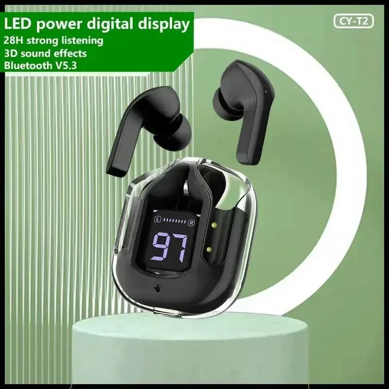 Original T2 Wireless Bluetooth Earphone Transparent HIFI Headphones LED Power Digital Display Stereo Sound Earphones for Xiaomi - 4