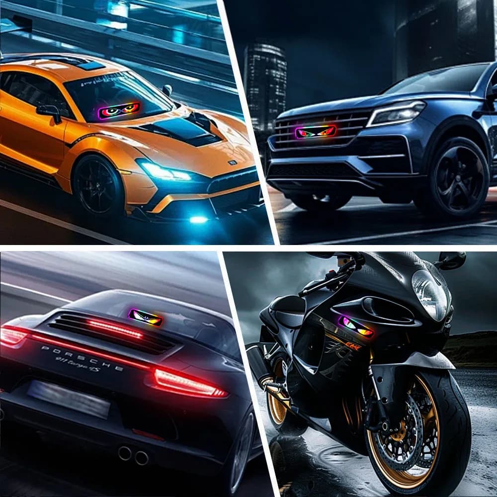 قطعة واحدة وحدة عين شريرة LED RGB إضاءة تحذير ستروب عين شيطان مصباح طوارئ وماض للسيارات والدراجات النارية - 5