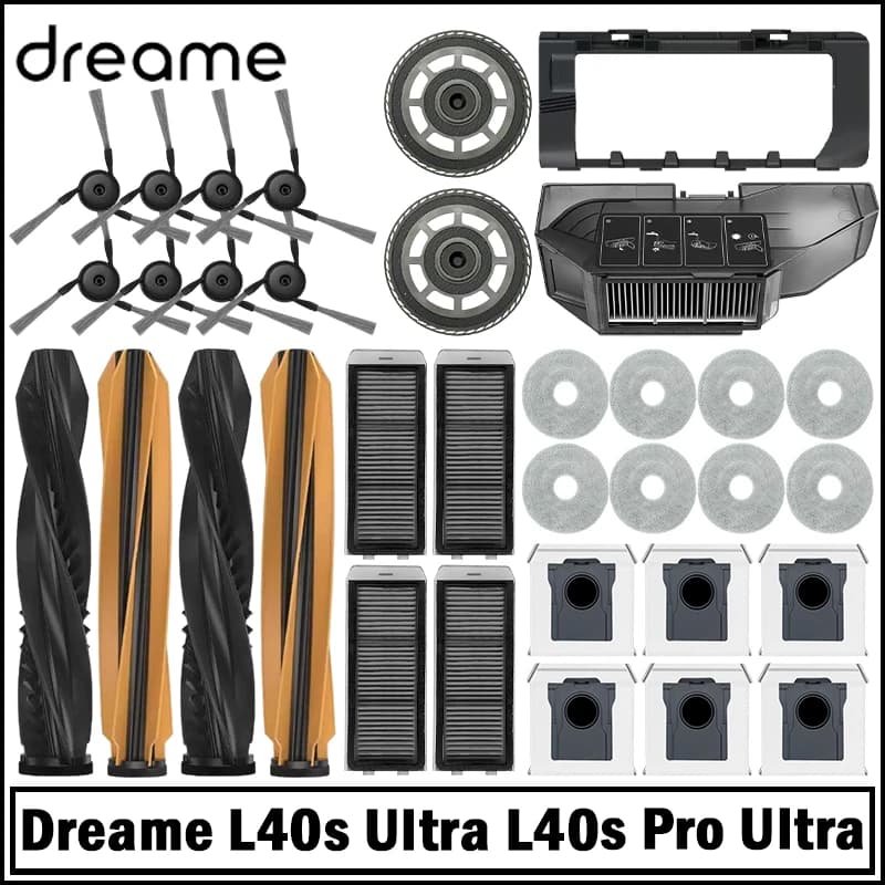 Dreame L40s UItra / L40s Pro UItra Robot Vacuum Spare Parts Main Side Brushes Mop Cloths HEPA Filters Dust Bags Accessories