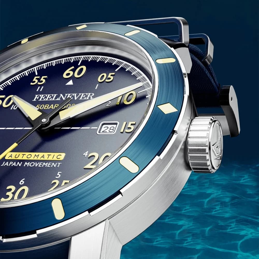 ساعة LIGE رجالي بتصميم ياقوت جديد، علامة FeelNever الفاخرة، ساعة 8215 احترافية 50 بار، ساعات ميكانيكية أوتوماتيكية رياضية خارجية للرجال - 3
