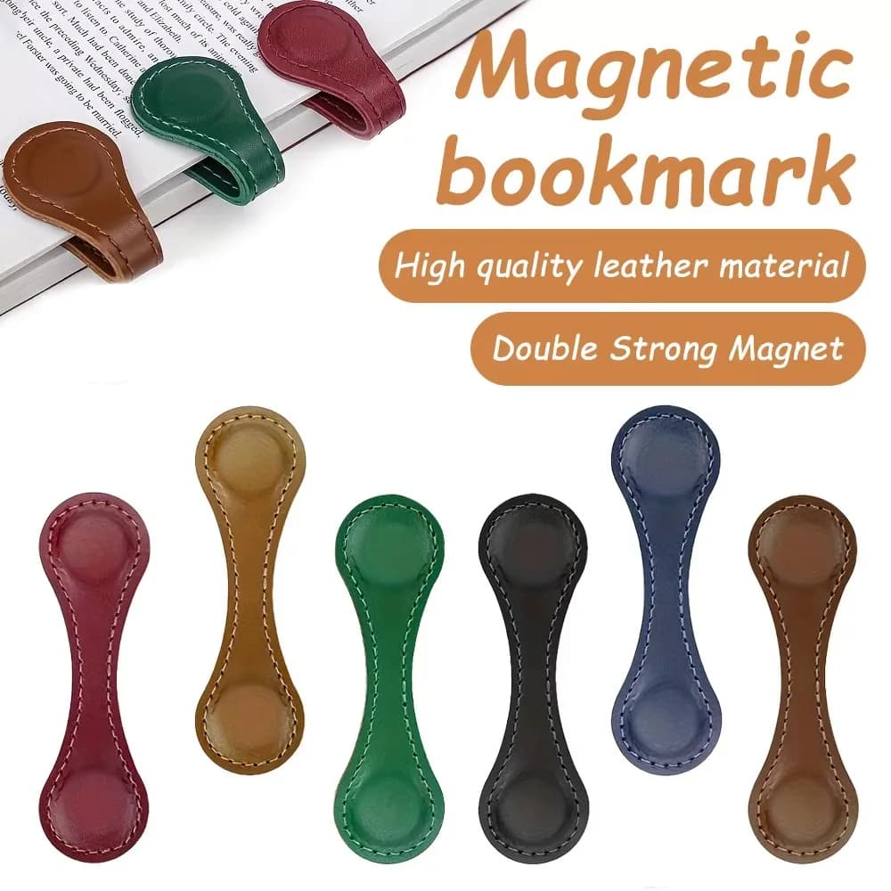 مرجعية مغناطيسية شخصية من الجلد الصناعي، مشبك مغناطيسي على الوجهين للمذكرات والكتب - 4