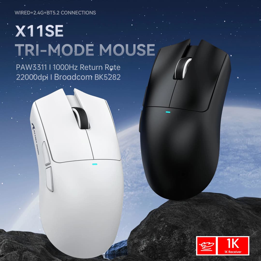 Attack Shark X11/X11SE White Wireless Mouse,Tri-Mode Connection 2.4GHz/Wired/Bluetooth PAW3311 22KDPI 400IPS RGB PC Gaming Mouse - 2