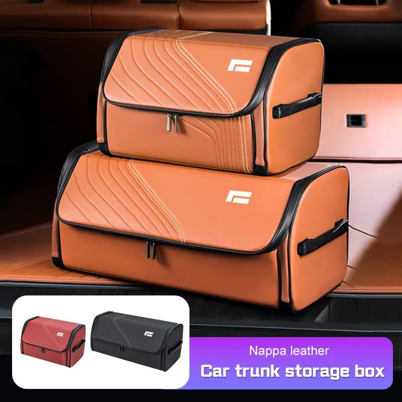 For BAIC Jishi Polestone 01 Rox 01 Car Trunk Organizer Box Large Capacity Folding Leahter Storage Bag Organizer Tidying Box ﻿