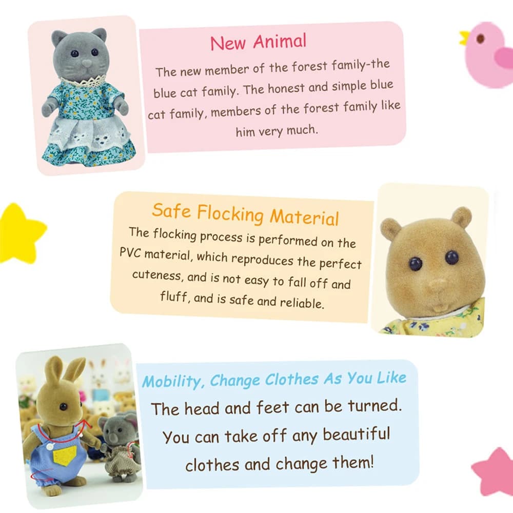 مجموعة لعب عائلة الغابات، رنة، أرنب، باندا، هدية عيد الميلاد للأطفال - 6